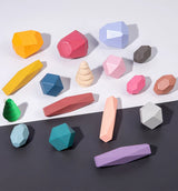 Pcs Wooden Stacking Rocks Building Blocks, Colored Solid
