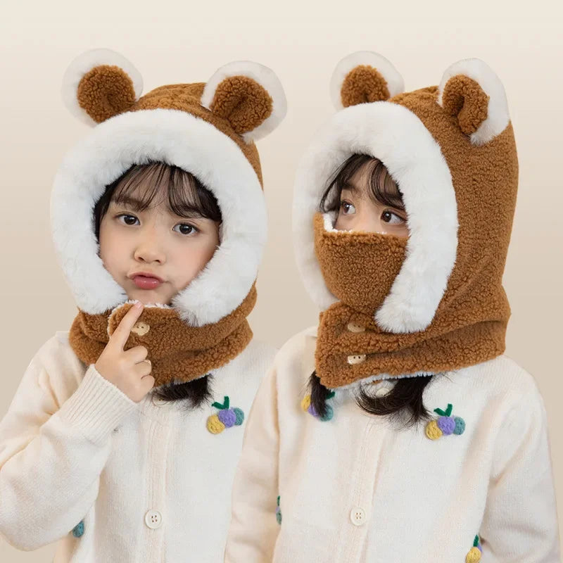 New Children's Hat Cartoon Bear Ear Flags Pullover