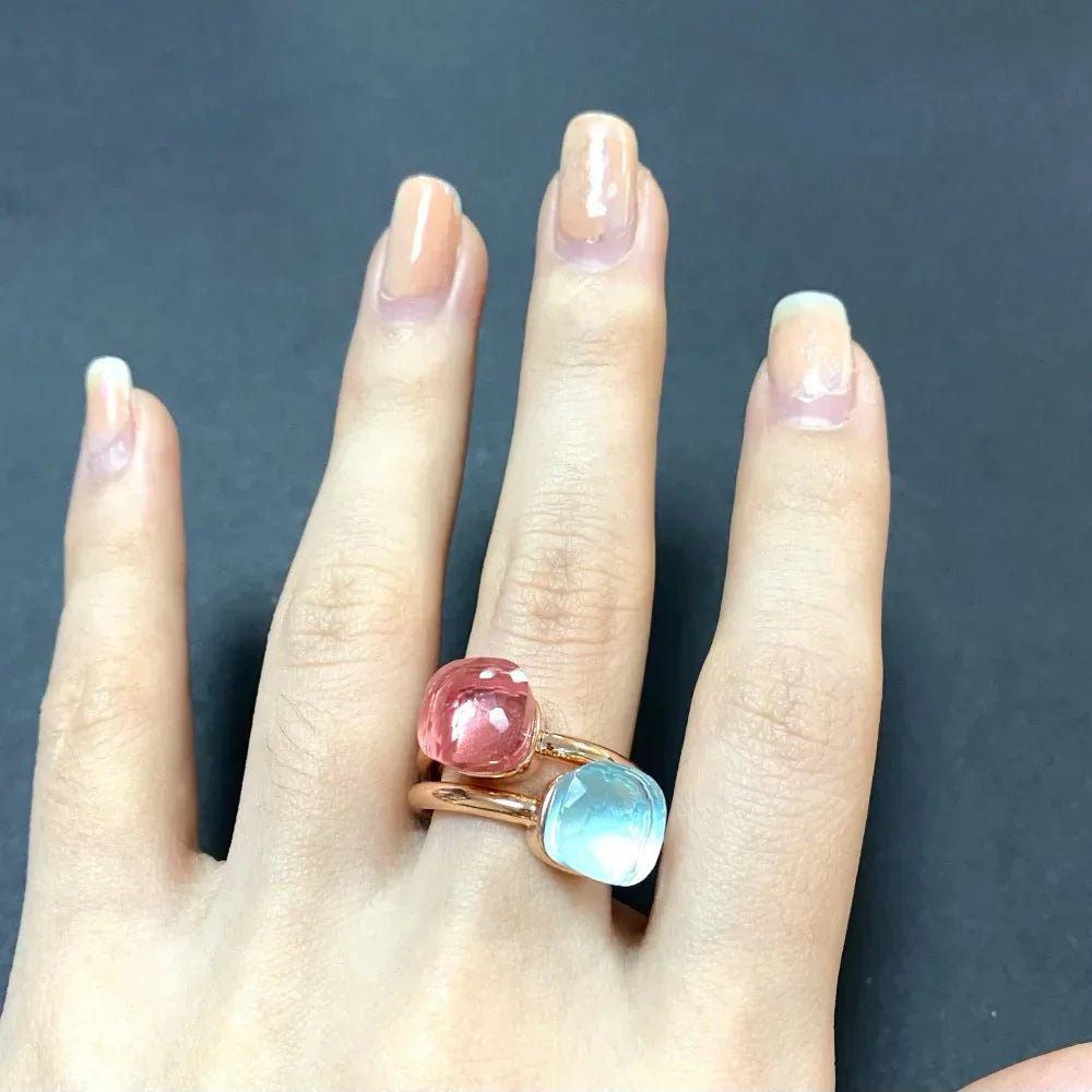 2PcsSet Pomellato Ring Stacked Mix Color Crystal Ring