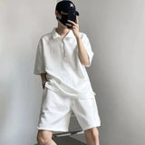 Men Sets Solid Summer Loose Tshirts Shorts 2