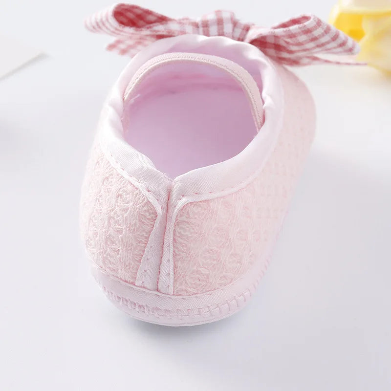 0~18M Cute Bowknot Newborn Baby Shoes Headband Set