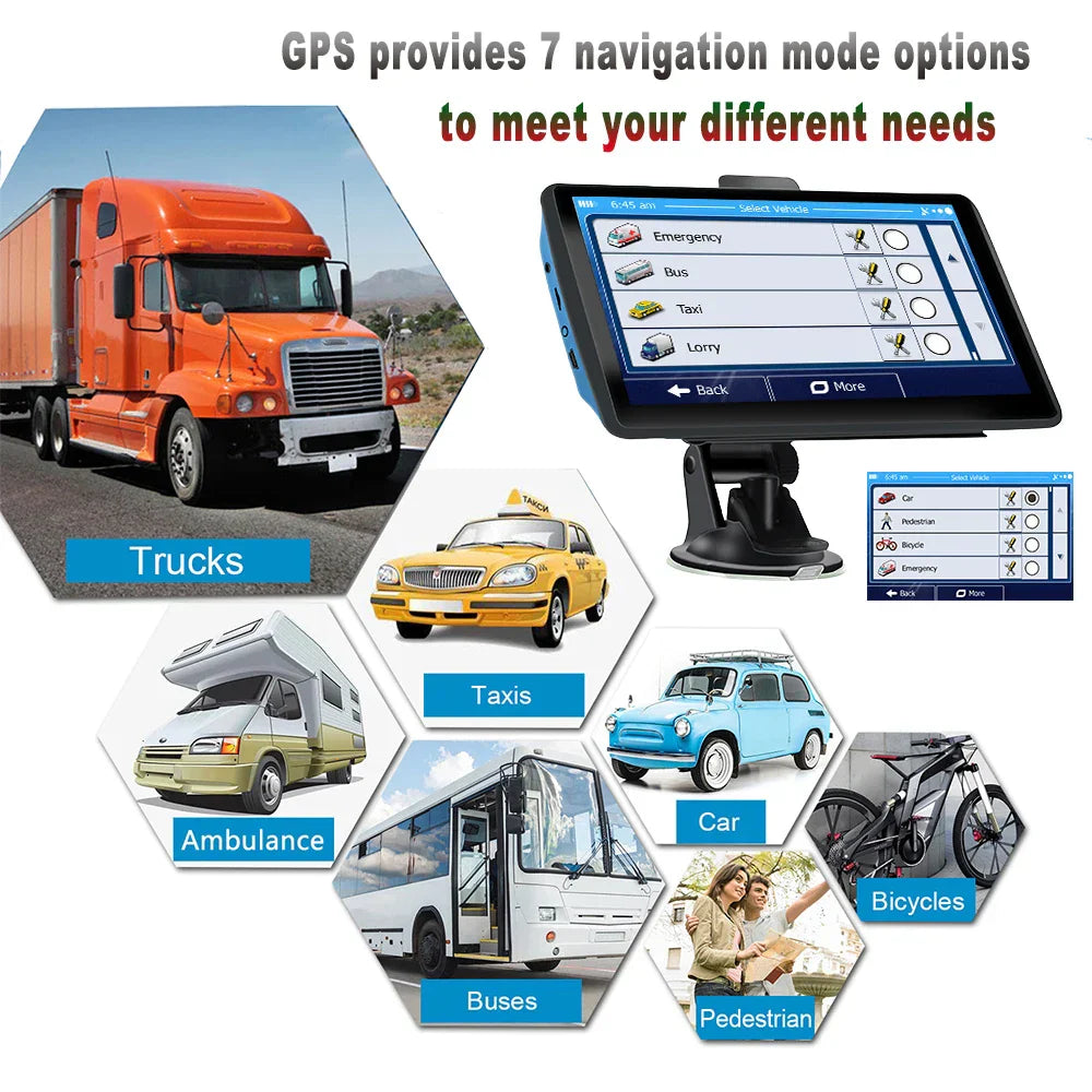 7 Inch GPS Navigation for Car Truck SAT