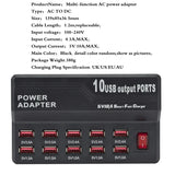 HUB 10 USB multi-port charger Fast charging for