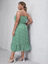 Plus Size Elegant Summer Sleeveless Ruffle Hem Party