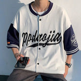 Street Hiphop Color Contrast Stitching Baseball Shirt Cardigan