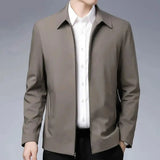 Two Side Zipper Pockets Men Jacket Elegant Mid-aged