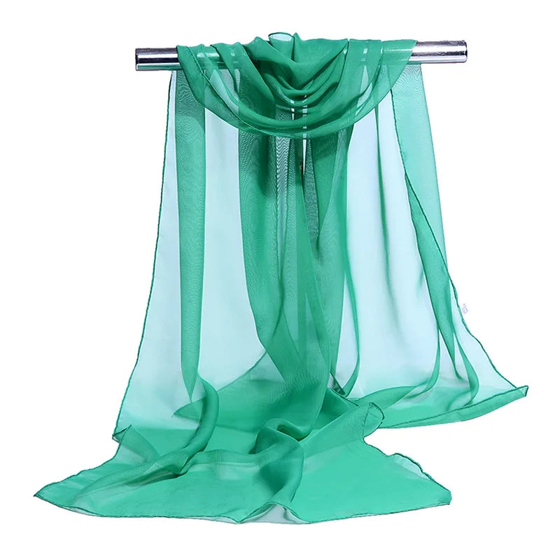 Korean Solid Color Transparent Chiffon Silk Scarf Summer