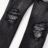 Men Bandanna Paisley Print Patch Jeans Streetweat Patchwork