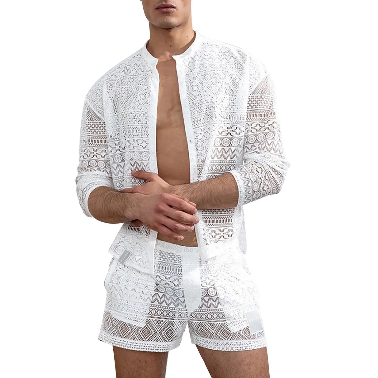 Hollow Out Sexy Lace Suit Fashion Long Sleeve