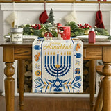 Happy Hanukkah Menorah Table Runner, Seasonal Chanukah Kitchen