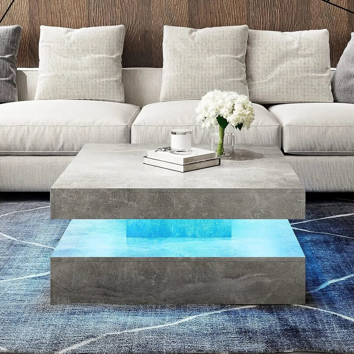 Black LED Coffee Table for Living Room Restaurant