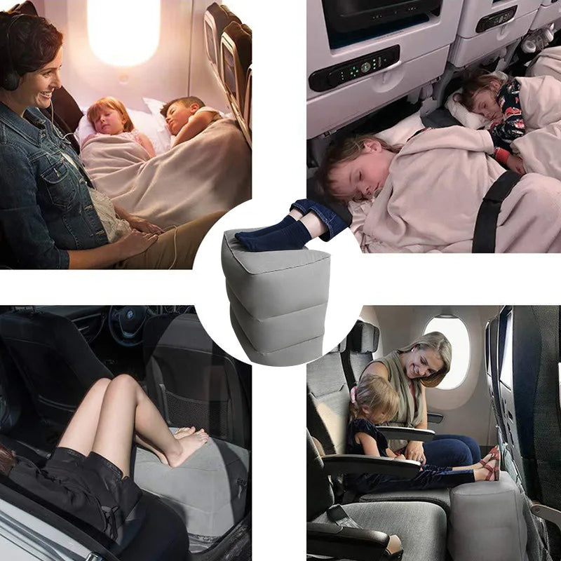 3 Layers Inflatable Travel Foot Rest Pillow Airplane