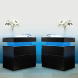 Side Bed Table With LED Light Bedside Tables