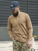 Bronson 350g Heavyweight L/S Henley Shirt Vintage Plain
