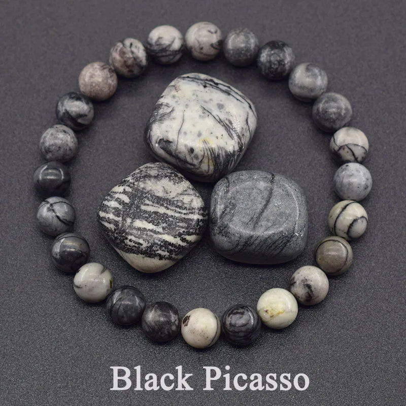 Real Natural Labradorite Stone Bead Bracelet Men Women