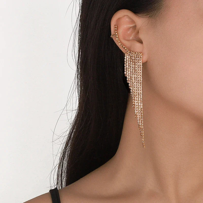 New Luxury Rhinestone Women's Earrings Tassel Crystal Hanging