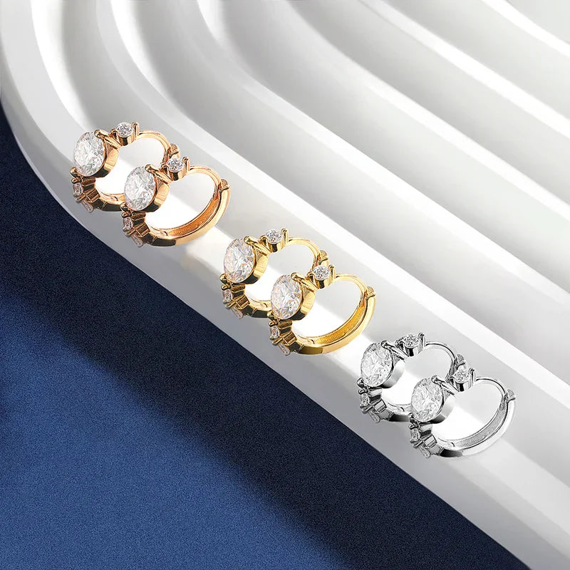 TBCYD 5mm D Color Moissanite Hoop Earrings For