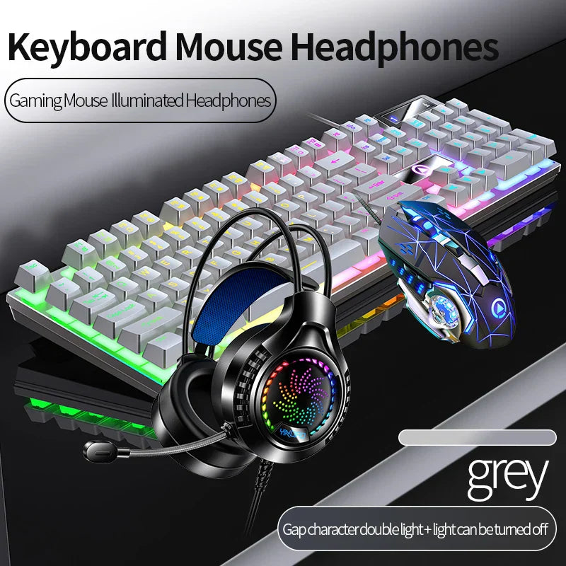 Gaming Keyboard Mouse Headphone Set Wired Backlight Game