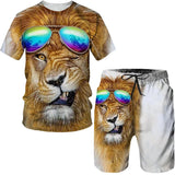 2023 Men T-shirt Set Tracksuit Training Wear Lion