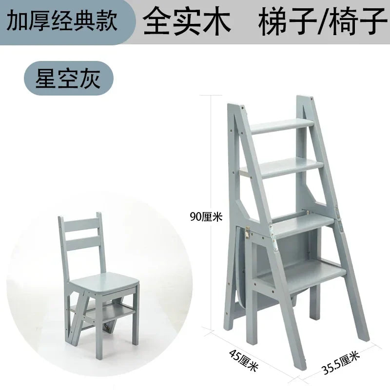 Indoor Climbing High Stools Kitchen Solid Wood Bold