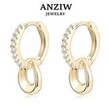 Anziw D Moissanite Hoops Earrings Silver 925 1.3mm