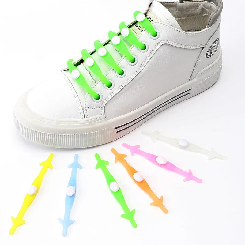 12 Pcs Silicone Shoelaces Elastic Luminous Shoe Laces