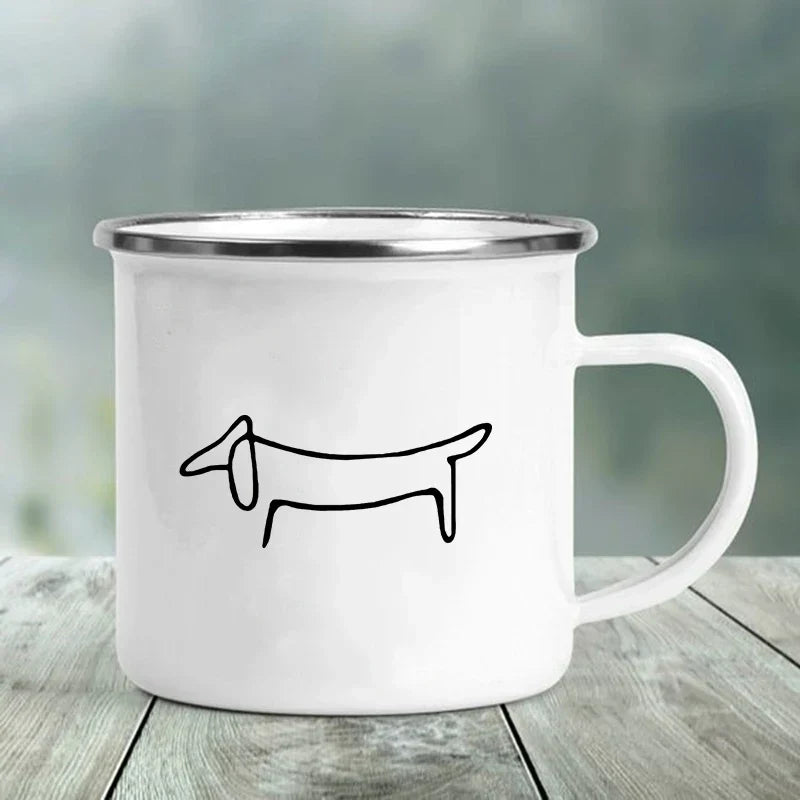 I Love Dachshunds Printed Enamel Mug Creative Glass