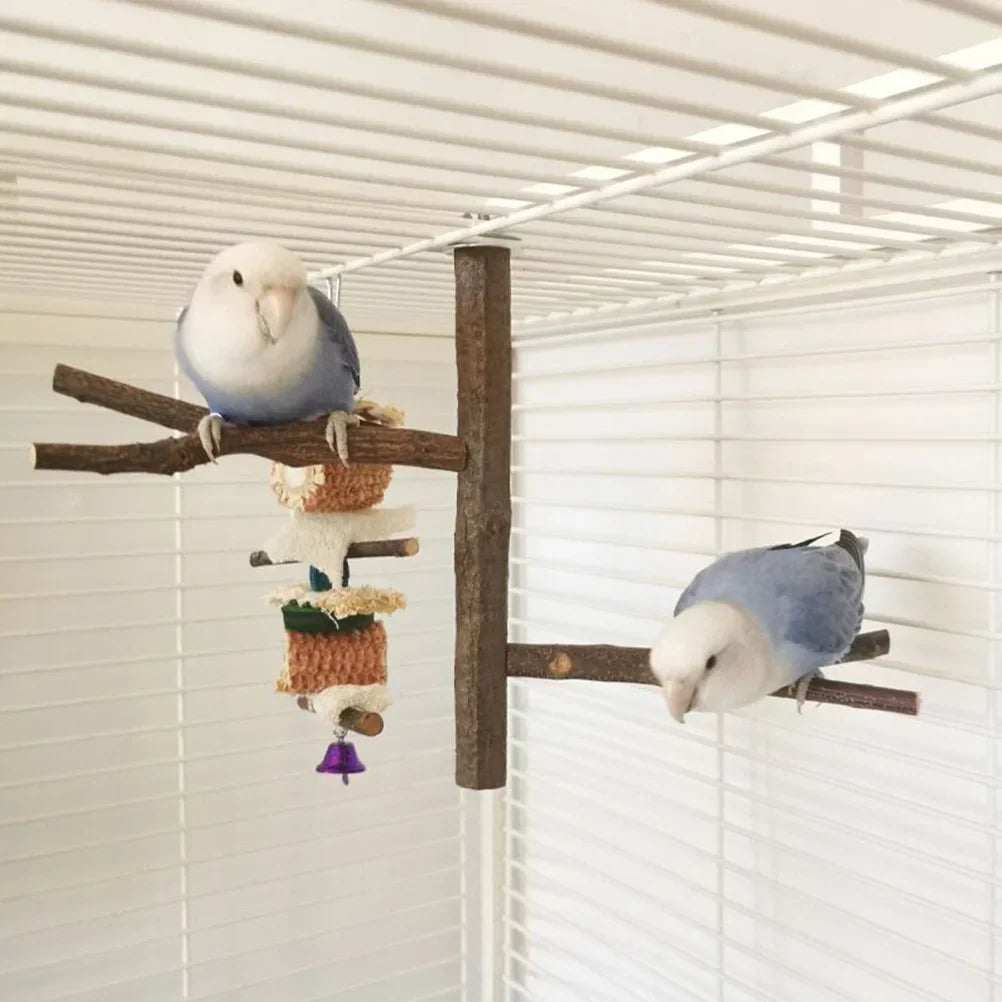 Bird Parrot Perch Stand Cage Toy Standing Toys