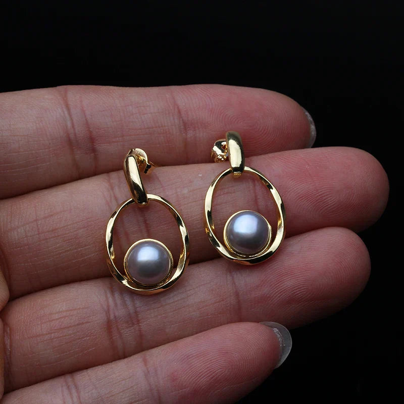 Fashion Natural Pearl Earring 925 Sterling Silver,Freshwater Pearl