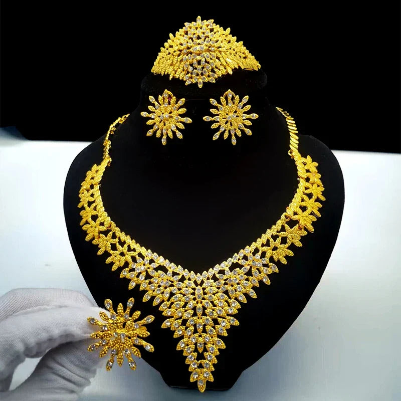 ANIID Indian 24K Gold Color Necklace Set For