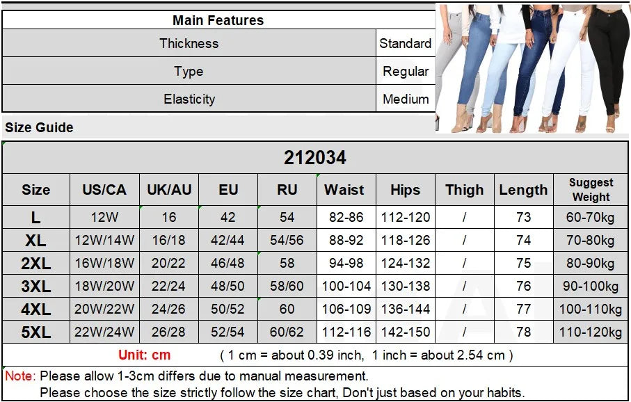 Plus Size High Waist Sexy Skinny White Basic