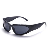 Trendy Silver Rectangle Sport Sunglasses Men Women Brand