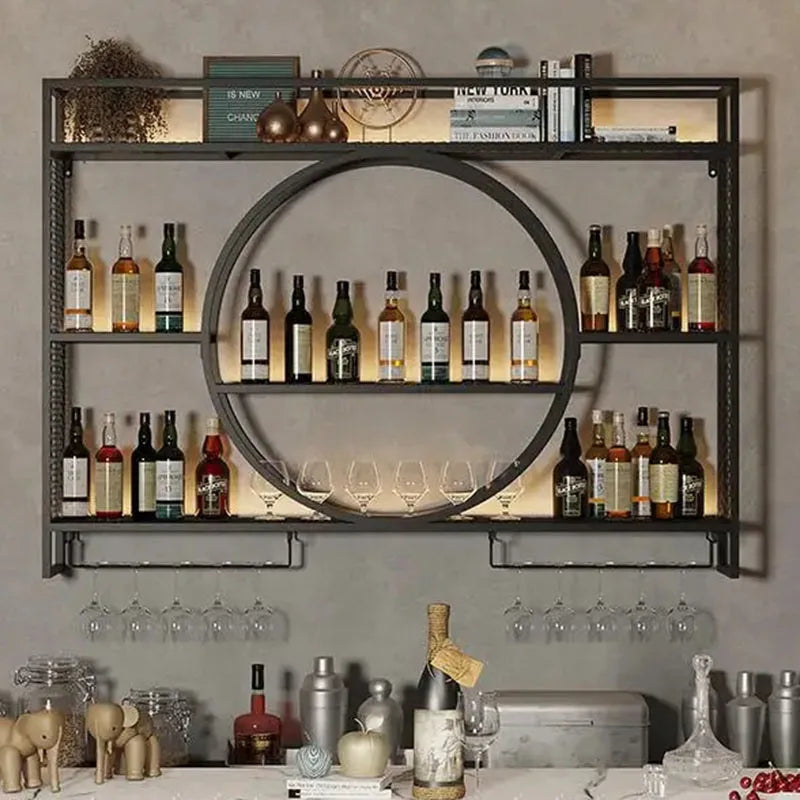 Luxury Metal Bar Cabinet Wine Spice Rack Open