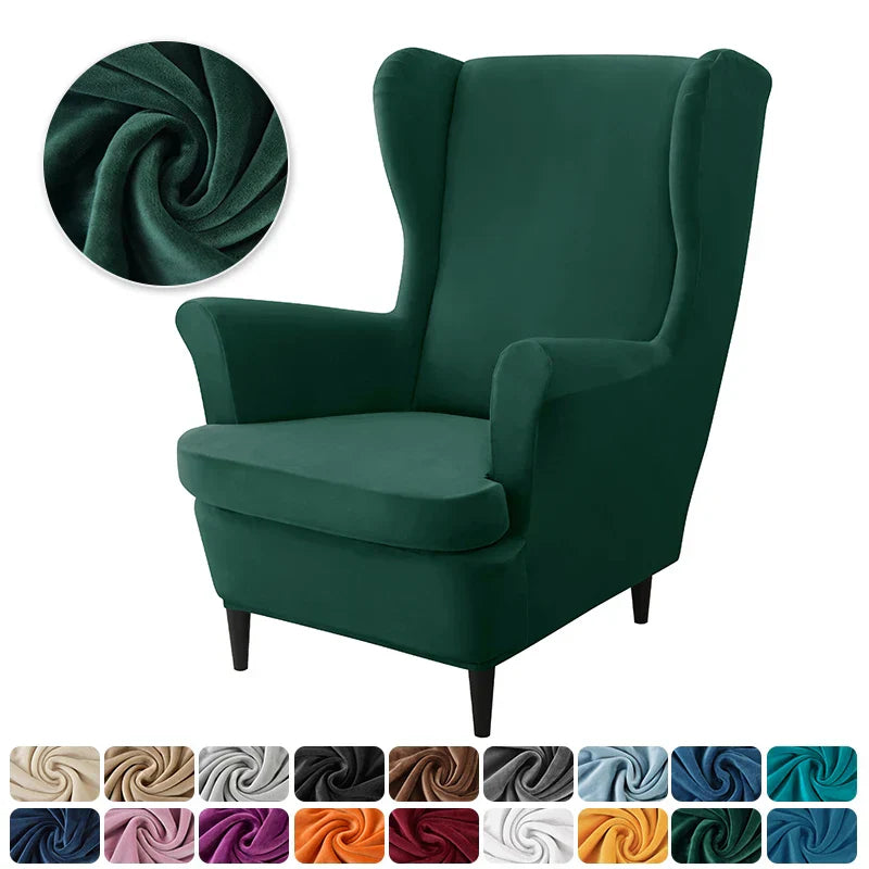 Velvet Wingback Chair Covers Stretch Wing Armchair Cover