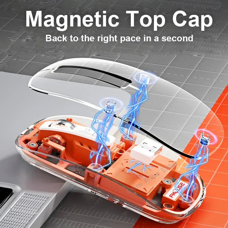 Transparent Magnetic Triple Mode Bluetooth compatible 2.4G Wireless