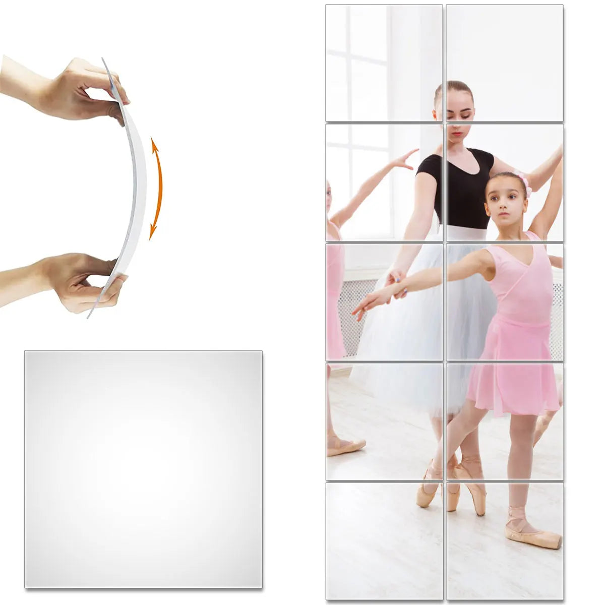 4PCs 3D Mirror Wall Stickers Self-adhesive Mirror Stickers