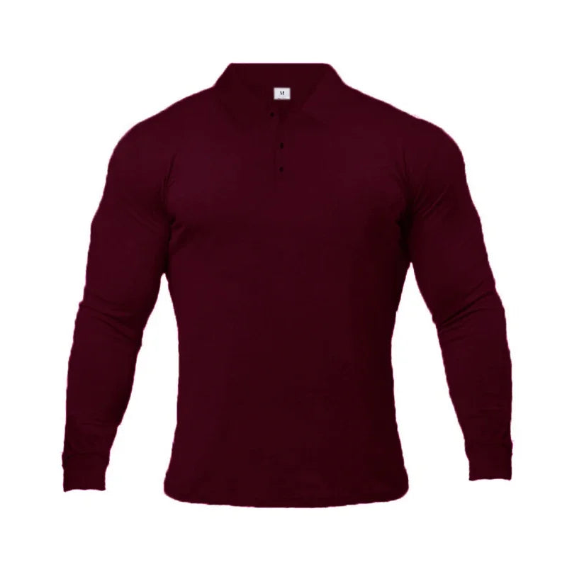 Brand Polo-Shirts Long Sleeve Male Cotton Solid Fitness