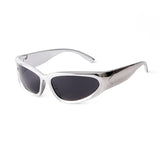 Trendy Silver Rectangle Sport Sunglasses Men Women Brand