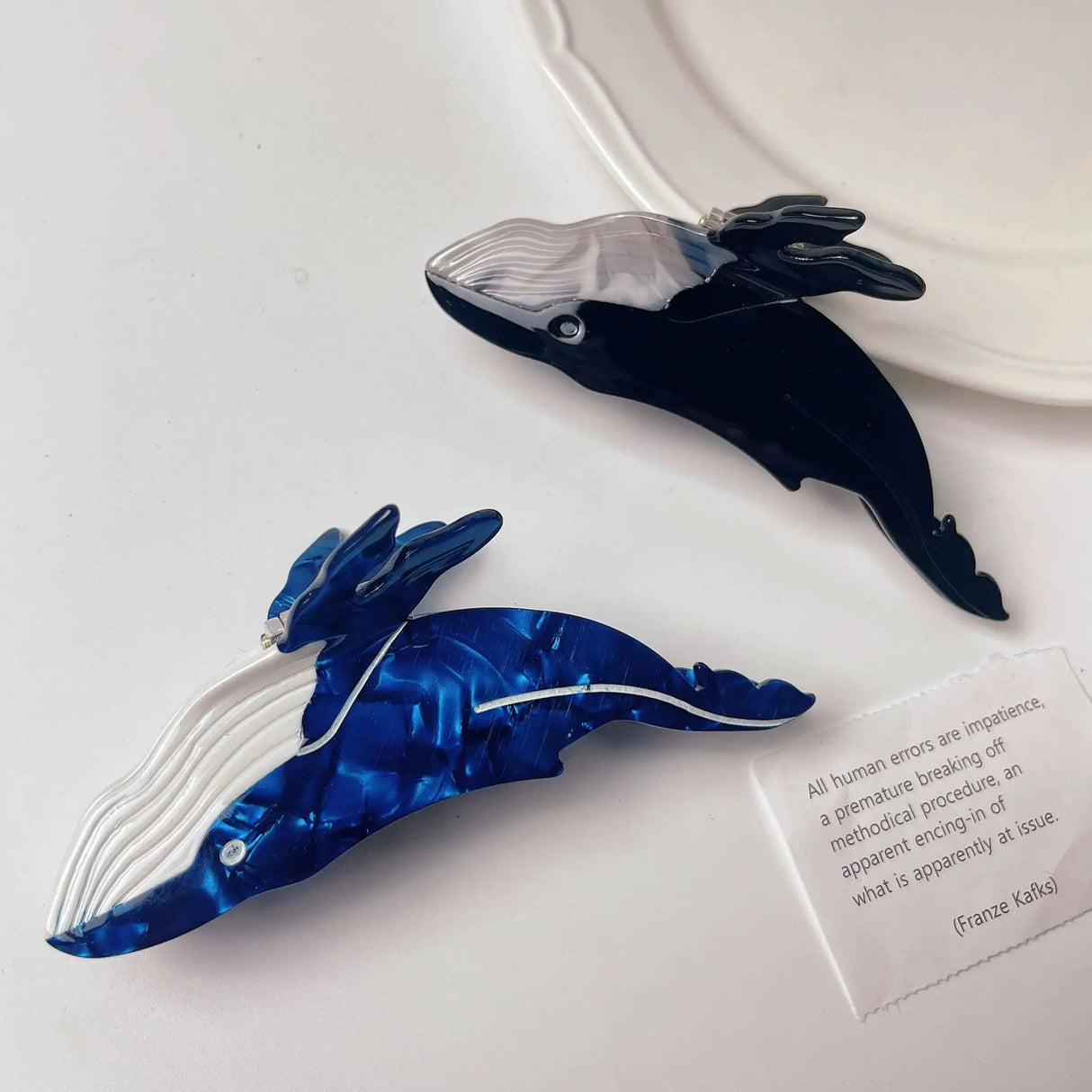 Blue Whale Hair Claw Acetate Hair Clips For