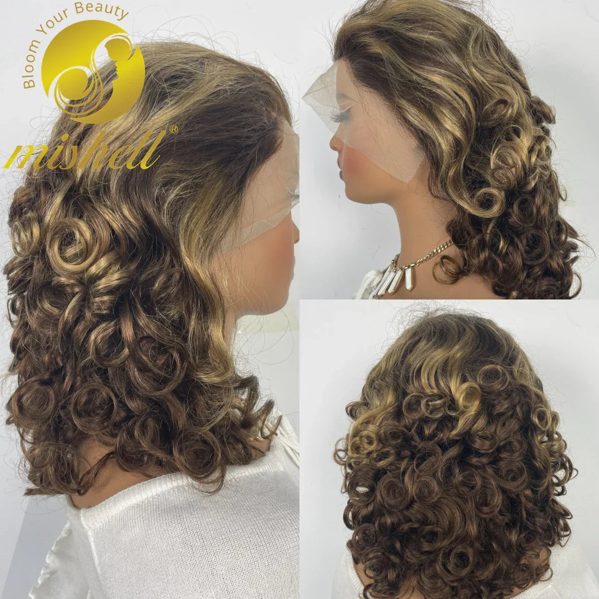 250% Density 427 Highlight Bouncy Curly Human Hair