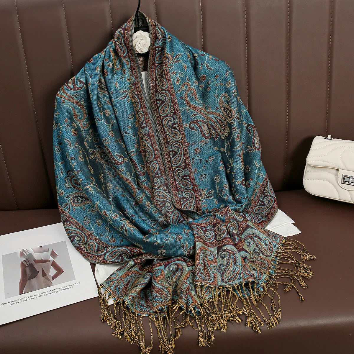 Luxury Pashmina Silk Scarf Shawl Wrap Paisley Jacquard