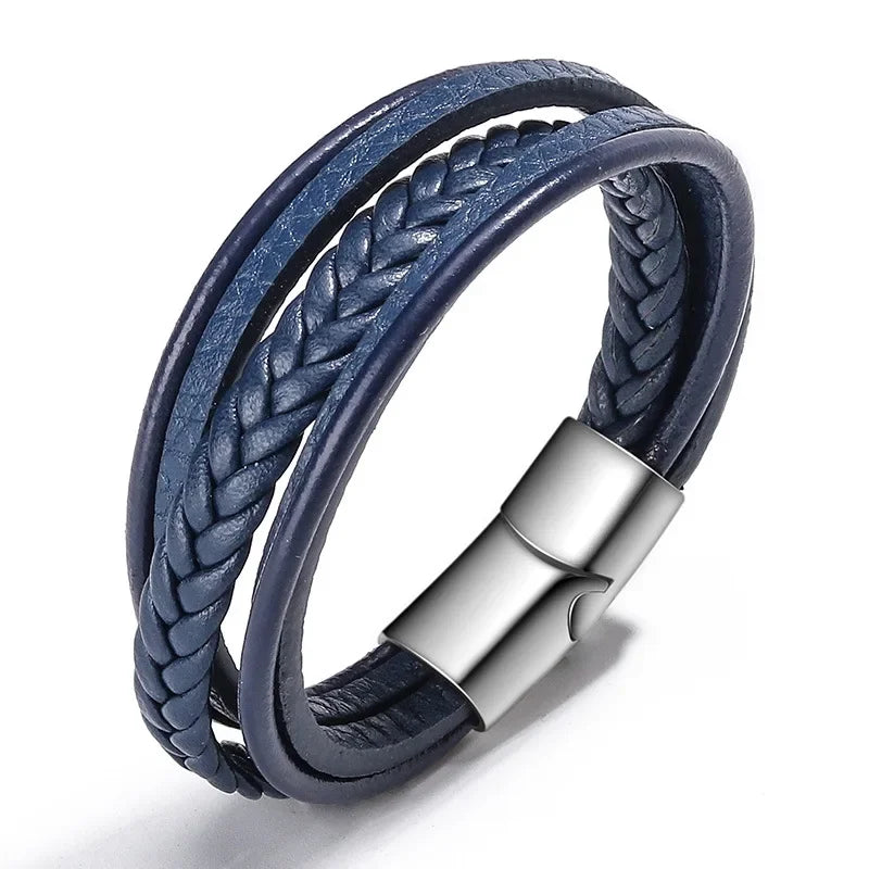 Trendy Leather Bracelets For Men Multilayer Braided Rope