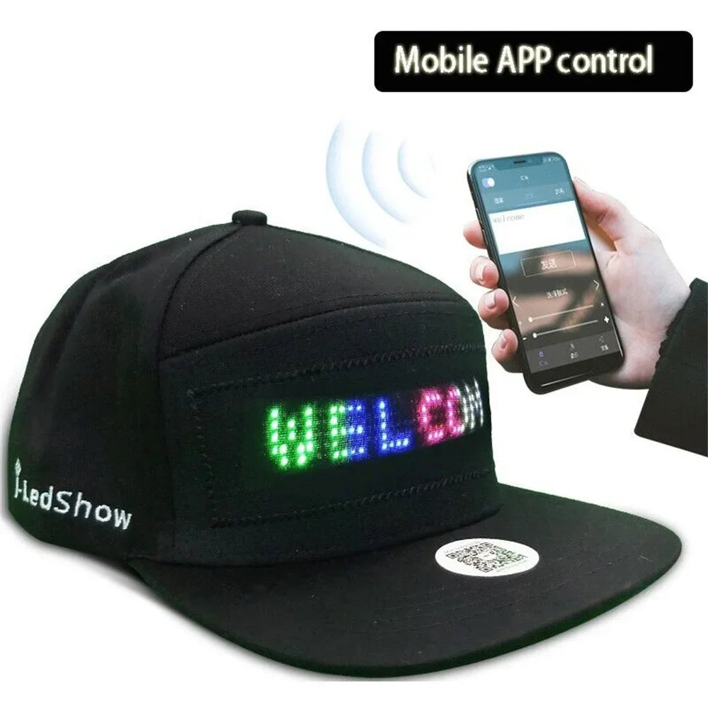 Unisex Baseball Cap USB Rechargeable Bluetooth APP Programmable