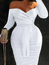 LW SXY Plus Size Off The Shoulder Ruched