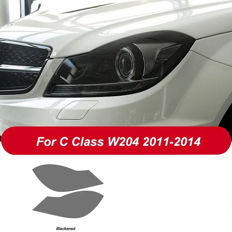 2 Pcs Car Headlight Protective Film Transparent Black