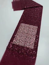 Heavy silver Sequins Lace Fabric With Bead Sequins