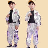 Children silver stage hip hop girl dance costume