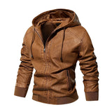 Autumn Men's Hooded Leather Motorcycle Jacket Fashion Slim