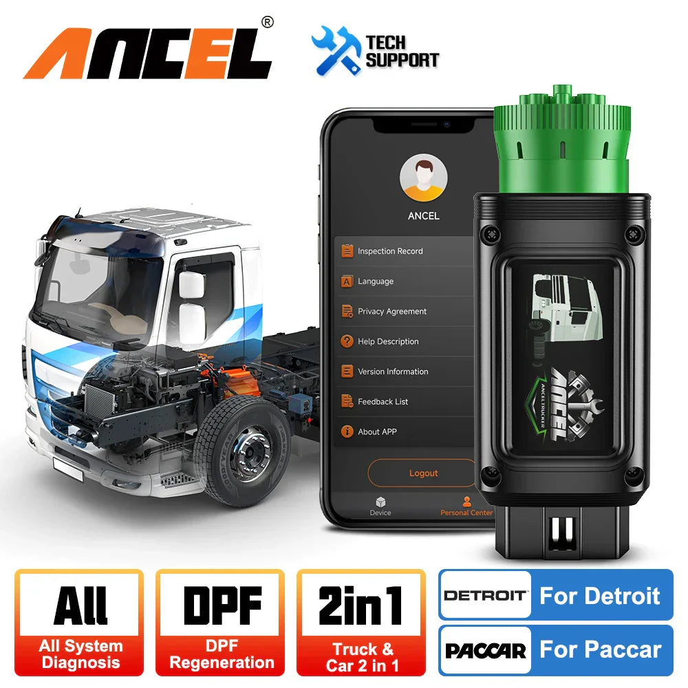 ANCEL HD110 Bluetooth Diesel Heavy Duty Truck Scanner