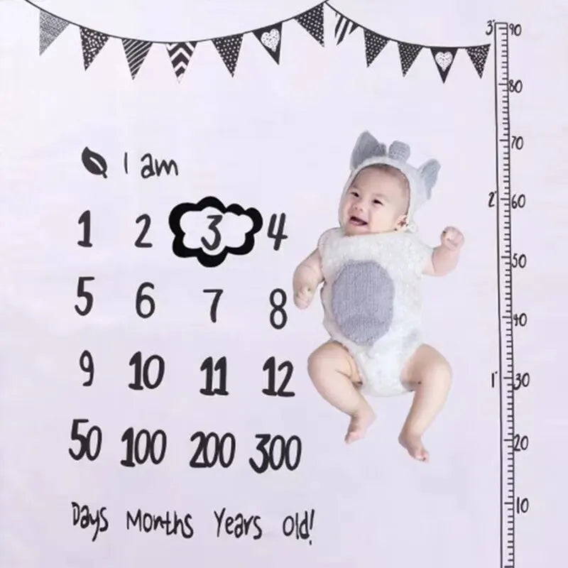 Newborn Baby Monthly Growth Milestone Blanket Photography Accessories for Rug Baby Boy Girls Props Background Cloth